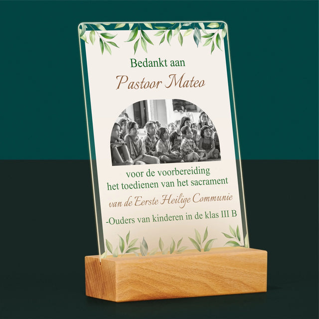 Foto En Handtekening: Bedankt Aan Passtoor, Communnie

 - Afdruk Op Acrylglas (Verticaal)