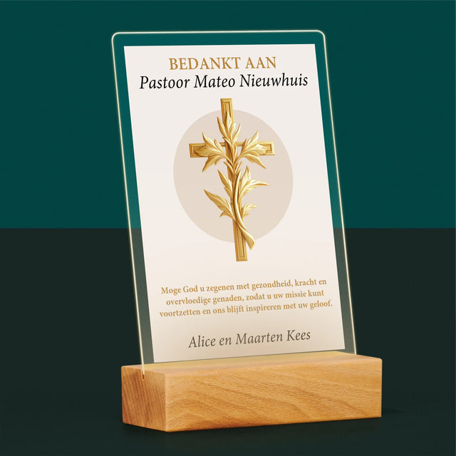 Naam En Handtekening : Bedankt Aan Pastoor - Afdruk Op Acrylglas (Verticaal)