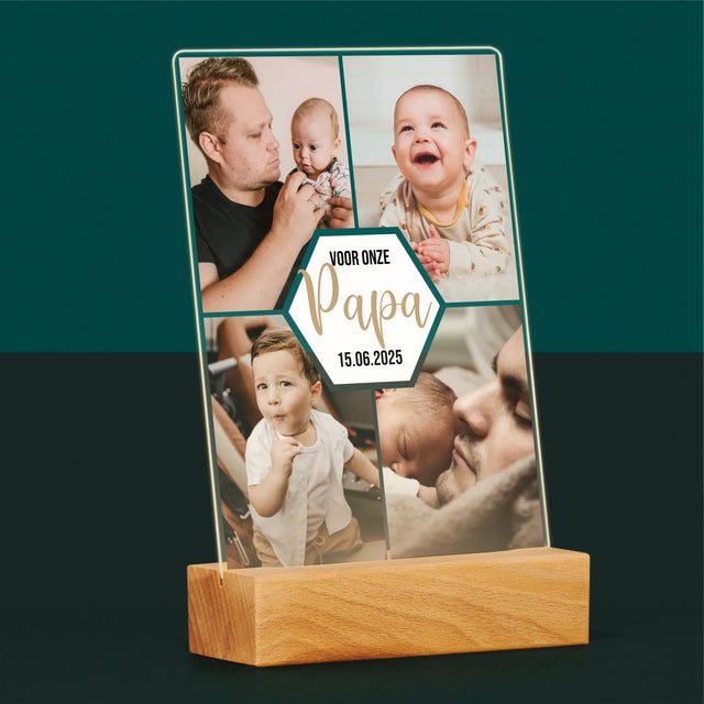Fotocollage: Voor Onze Papa - Afdruk Op Acrylglas (Verticaal)