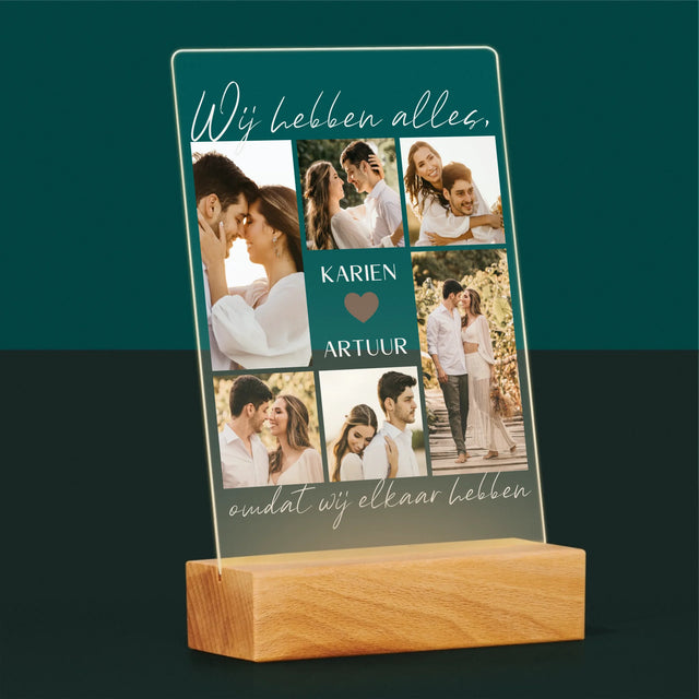 Fotocollage: Wij Hebben Alles, Omdat Wij Elkaar Hebben - Afdruk Op Acrylglas (Verticaal)