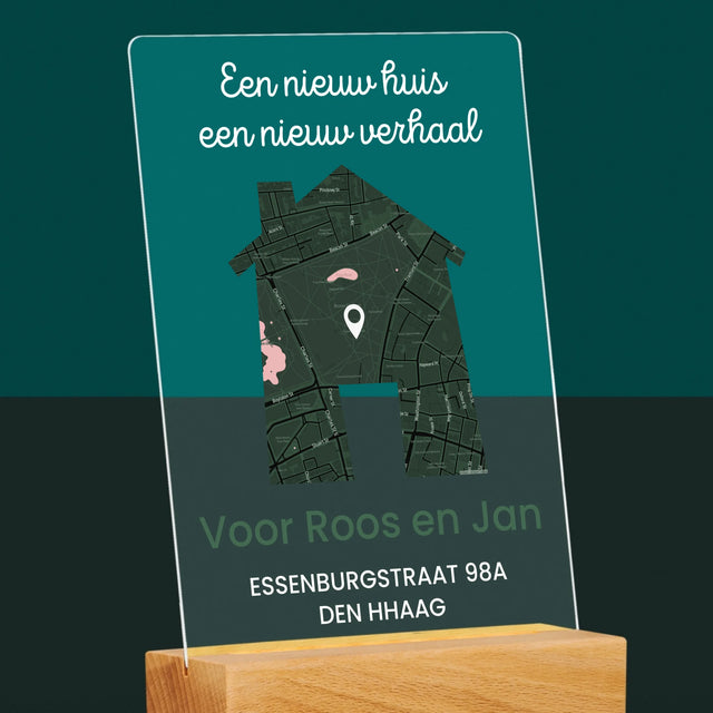 Stadsplastadsplattegrond: Stadskaart:  Nieuw Huis - Afdruk Op Acrylglas (Verticaal)