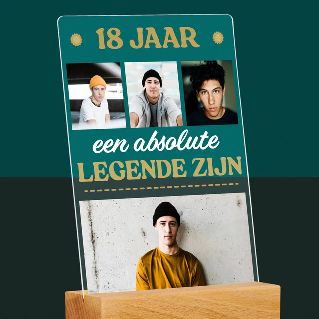 Fotocollage: 18 Jaar Een Legende Zijn - Afdruk Op Acrylglas (Verticaal)