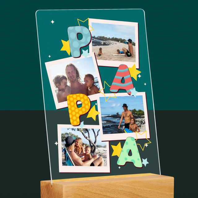 Fotocollage: Letters Papa - Afdruk Op Acrylglas (Verticaal)
