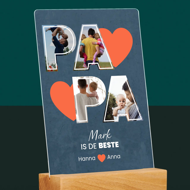 Fotocollage: Papa Is De Beste - Afdruk Op Acrylglas (Verticaal)