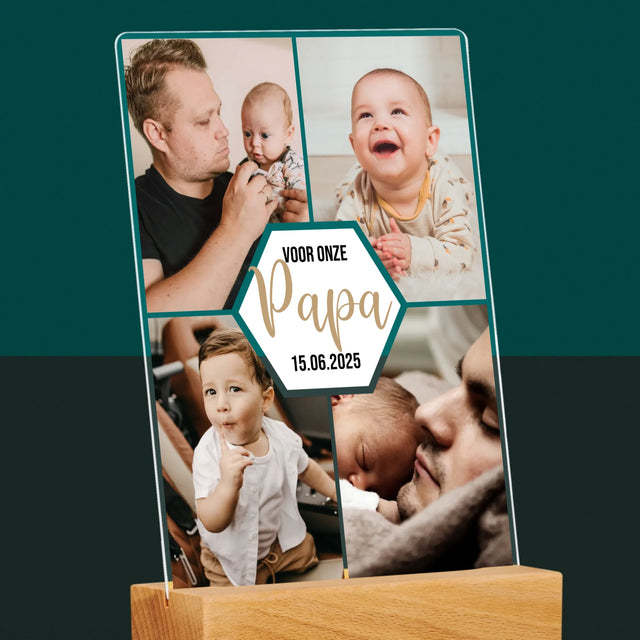 Fotocollage: Voor Onze Papa - Afdruk Op Acrylglas (Verticaal)