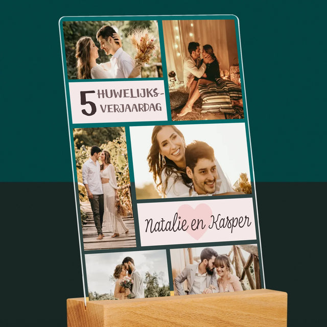 Fotocollage: 5De Huwelijksverjaardag - Afdruk Op Acrylglas (Verticaal)