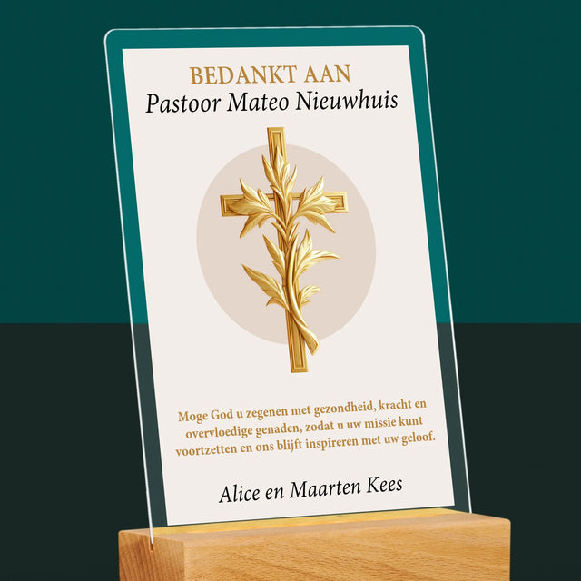 Naam En Handtekening : Bedankt Aan Pastoor - Afdruk Op Acrylglas (Verticaal)