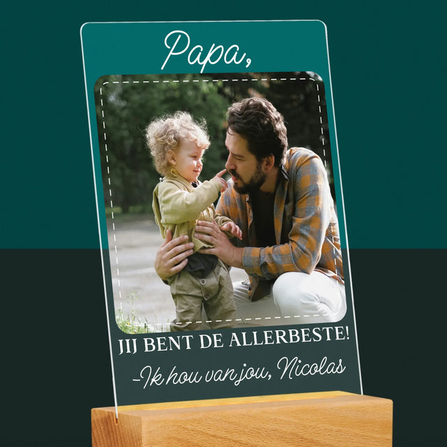 Foto En Handtekening: Allerbeste Papa - Afdruk Op Acrylglas (Verticaal)
