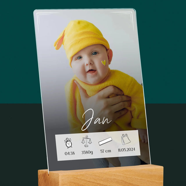 Geboorteakte Van Kind: Metriek Kader - Afdruk Op Acrylglas (Verticaal)