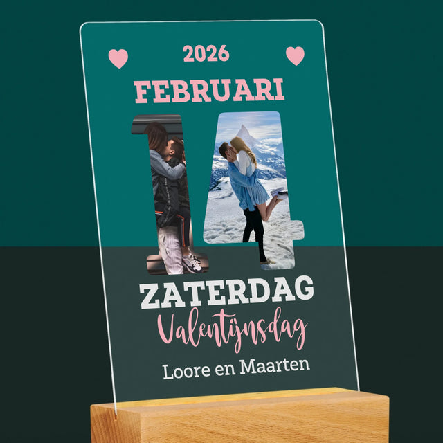 Woord Van Foto'S: Valentijnsdag Kalenderblad - Afdruk Op Acrylglas (Verticaal)