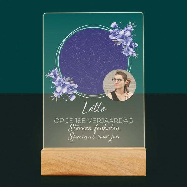 Starrenkaart: Sterrenkaart: Sterren Fonkelen Op Jouw Verjaardag - Afdruk Op Acrylglas (Verticaal)