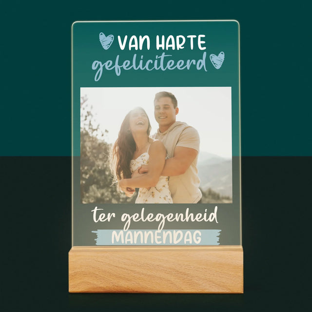 Foto En Handtekening: Wensen Voor Mannendag - Afdruk Op Acrylglas (Verticaal)