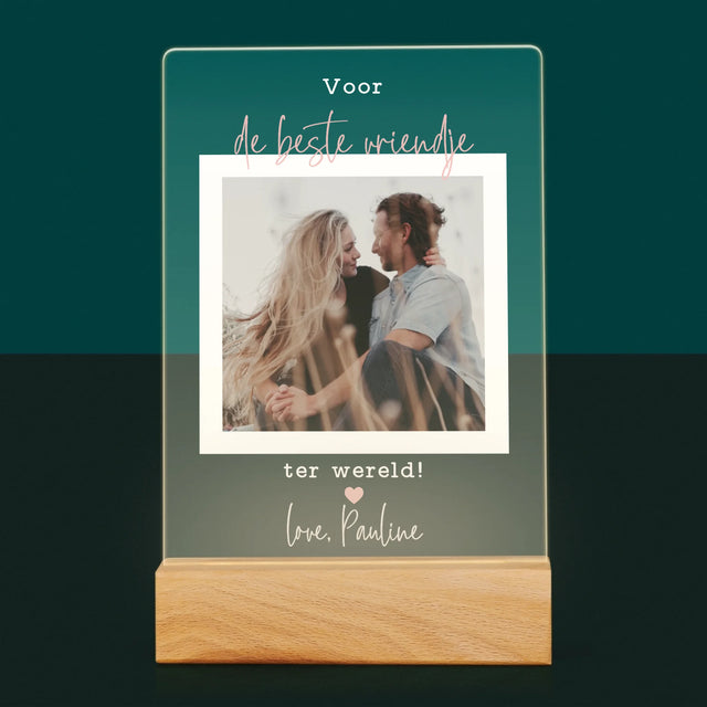 Foto En Handtekening: Voor De Beste Vriendje - Afdruk Op Acrylglas (Verticaal)
