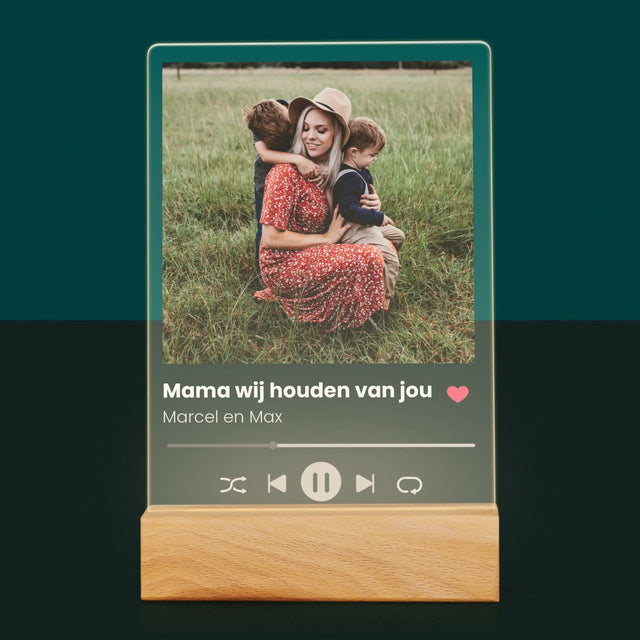 Foto En Handtekening: Mama Wij Houden Van Jou - Afdruk Op Acrylglas (Verticaal)
