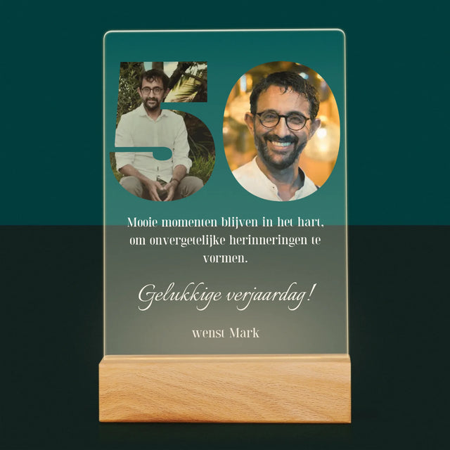 Woord Van Foto'S: 50E Verjaardag - Afdruk Op Acrylglas (Verticaal)