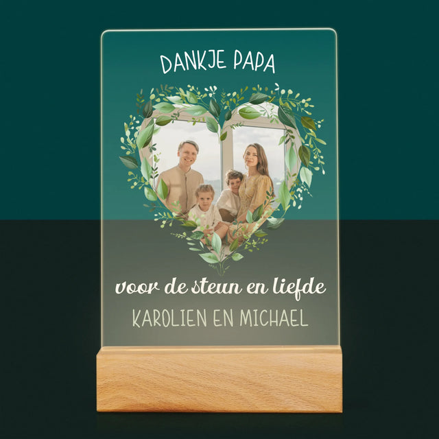 Foto En Handtekening: Dankje Papa - Afdruk Op Acrylglas (Verticaal)