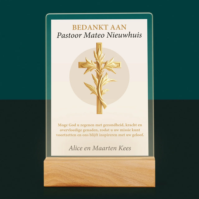 Naam En Handtekening : Bedankt Aan Pastoor - Afdruk Op Acrylglas (Verticaal)