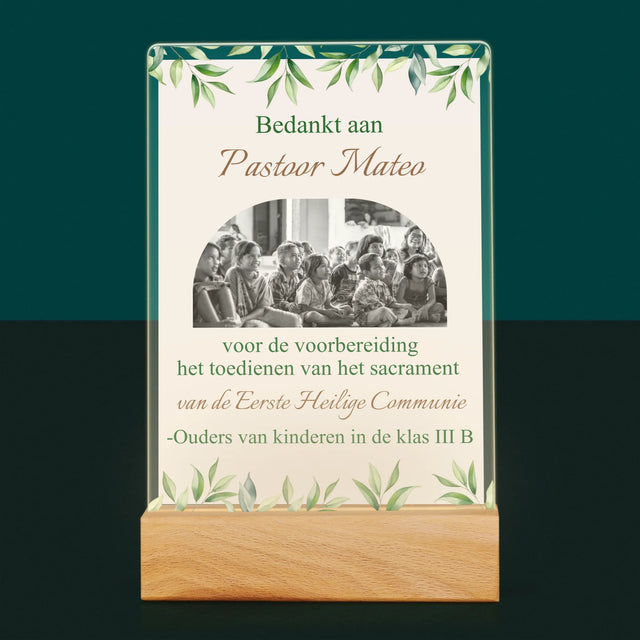 Foto En Handtekening: Bedankt Aan Passtoor, Communnie

 - Afdruk Op Acrylglas (Verticaal)