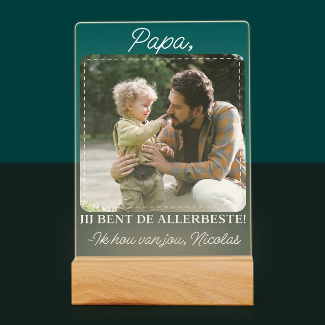 Foto En Handtekening: Allerbeste Papa - Afdruk Op Acrylglas (Verticaal)