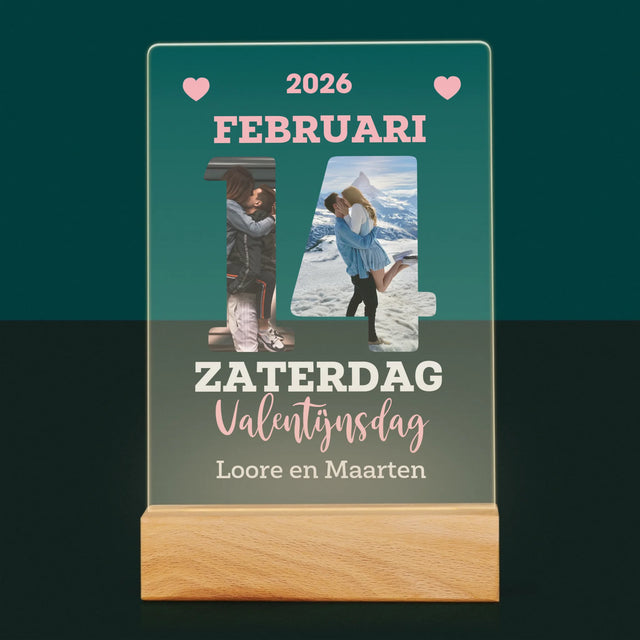 Woord Van Foto'S: Valentijnsdag Kalenderblad - Afdruk Op Acrylglas (Verticaal)