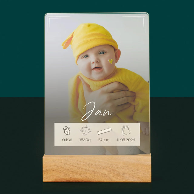 Geboorteakte Van Kind: Metriek Kader - Afdruk Op Acrylglas (Verticaal)