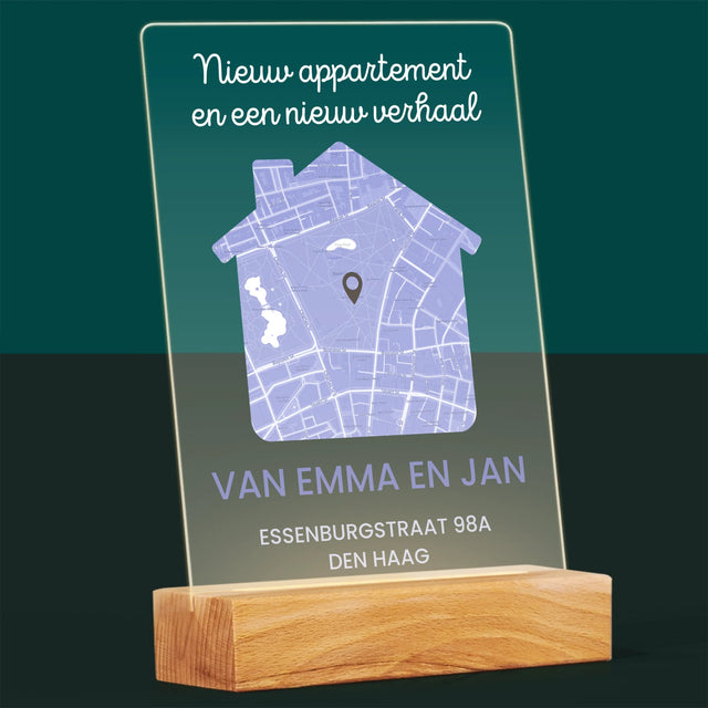 Stadsplastadsplattegrond: Stadskaart: Nieuw Appartement - Afdruk Op Acrylglas (Verticaal)