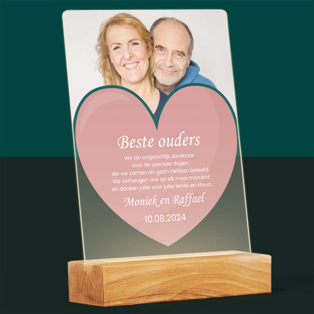 Foto En Handtekening: Beste Ouders - Afdruk Op Acrylglas (Verticaal)