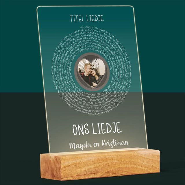 Foto En Handtekening: Ons Liedje Met Tekst - Afdruk Op Acrylglas (Verticaal)