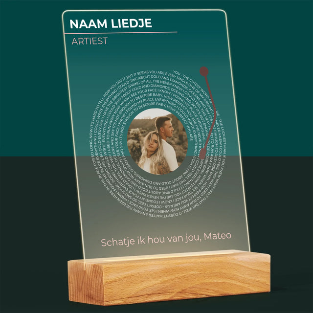 Foto En Handtekening: Ons Liedje Vinyl Lp - Afdruk Op Acrylglas (Verticaal)