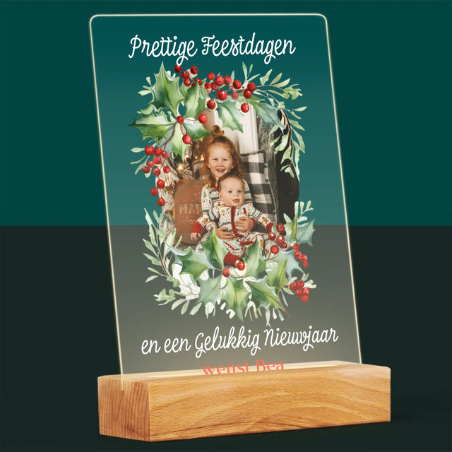 Foto En Handtekening: Kerstkrans - Afdruk Op Acrylglas (Verticaal)