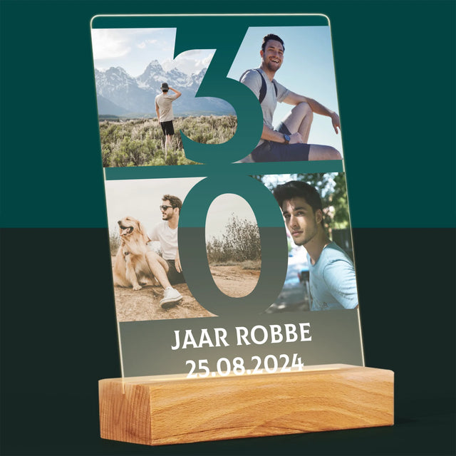 Fotocollage: 30 Jaar, Cijfer Foto'S - Afdruk Op Acrylglas (Verticaal)