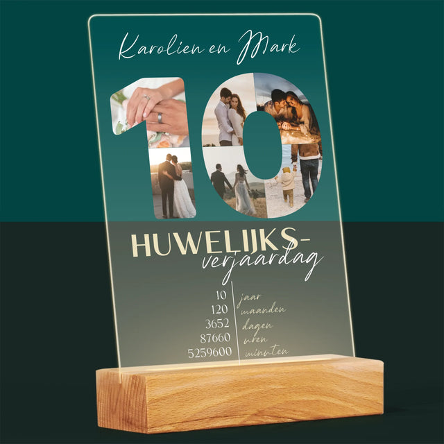 Woord Van Foto'S: 10De Huwelijksverjaardag - Afdruk Op Acrylglas (Verticaal)