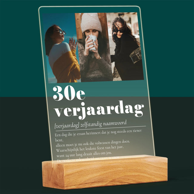 Fotocollage: 30E Verjaardag Definitie - Afdruk Op Acrylglas (Verticaal)