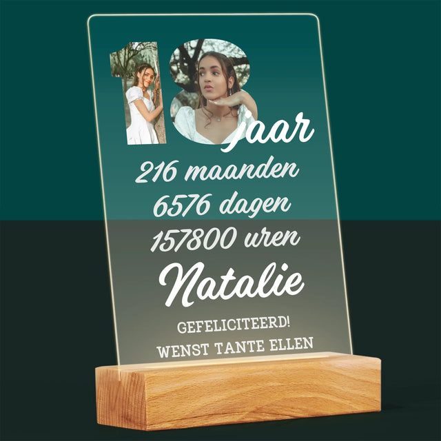 Woord Van Foto'S: 18 Jaar Aftellen - Afdruk Op Acrylglas (Verticaal)
