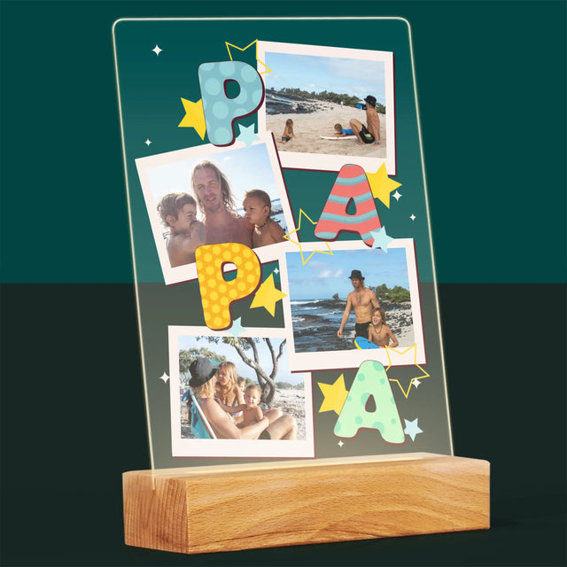 Fotocollage: Letters Papa - Afdruk Op Acrylglas (Verticaal)