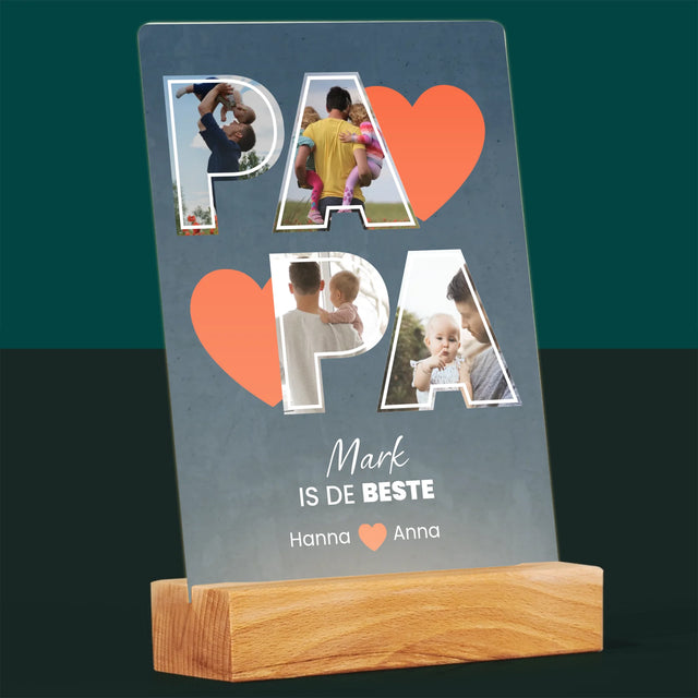 Fotocollage: Papa Is De Beste - Afdruk Op Acrylglas (Verticaal)