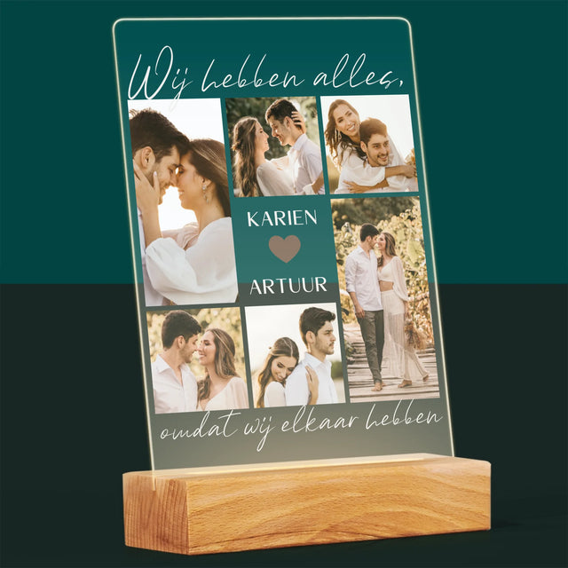 Fotocollage: Wij Hebben Alles, Omdat Wij Elkaar Hebben - Afdruk Op Acrylglas (Verticaal)
