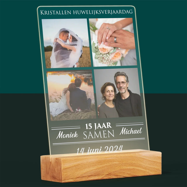 Fotocollage: 15 Jaar Samen - Afdruk Op Acrylglas (Verticaal)