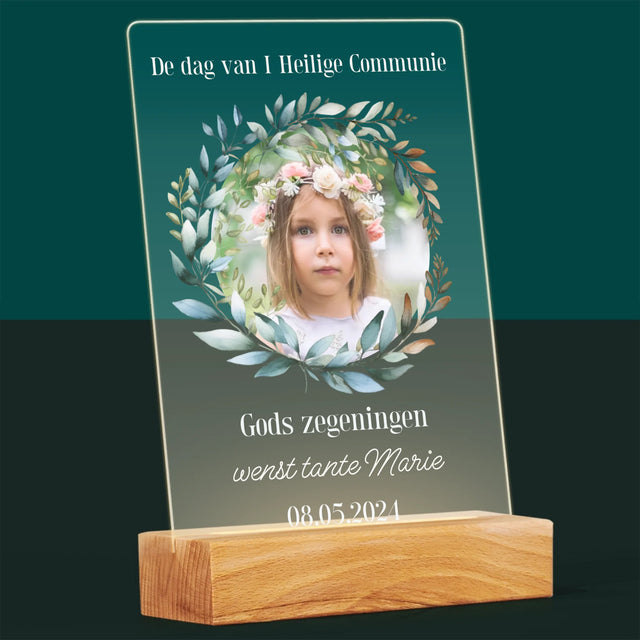 Foto En Handtekening: Op De Dag Van I Heilige Communie - Afdruk Op Acrylglas (Verticaal)