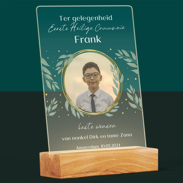 Foto En Handtekening: Ter Gelegenheid Van Eerste Heilige Communie - Afdruk Op Acrylglas (Verticaal)