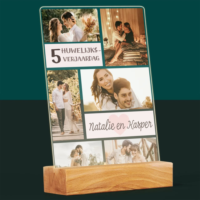 Fotocollage: 5De Huwelijksverjaardag - Afdruk Op Acrylglas (Verticaal)
