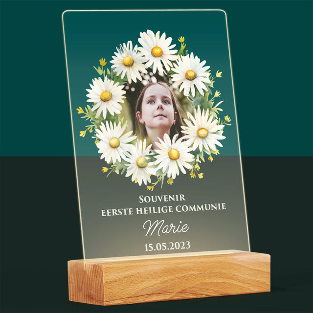 Foto En Handtekening: Souvenir Eerste Heilige Communie, Margrieten - Afdruk Op Acrylglas (Verticaal)