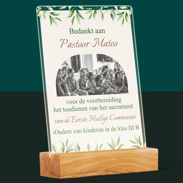 Foto En Handtekening: Bedankt Aan Passtoor, Communnie

 - Afdruk Op Acrylglas (Verticaal)