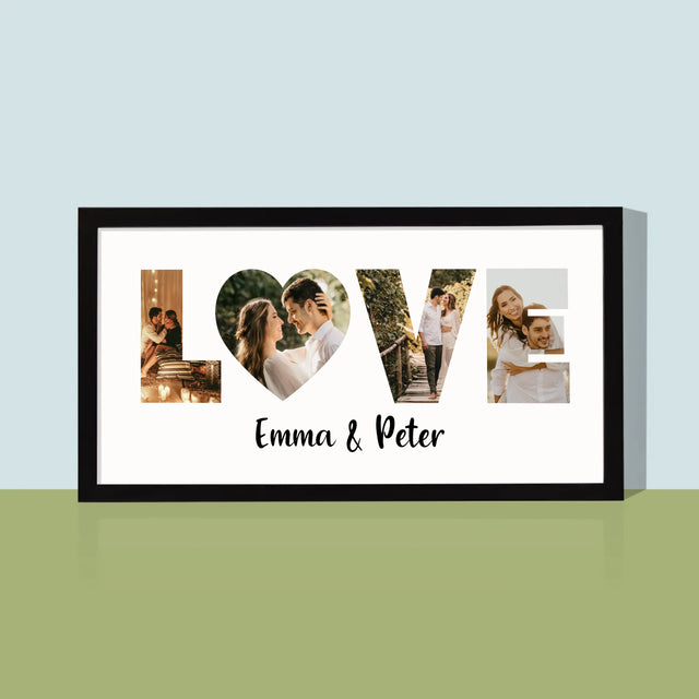 Woord Van Foto'S: Love Met Jouw Foto'S - Afdruk Met Frame 20X40 (Horizontaal)