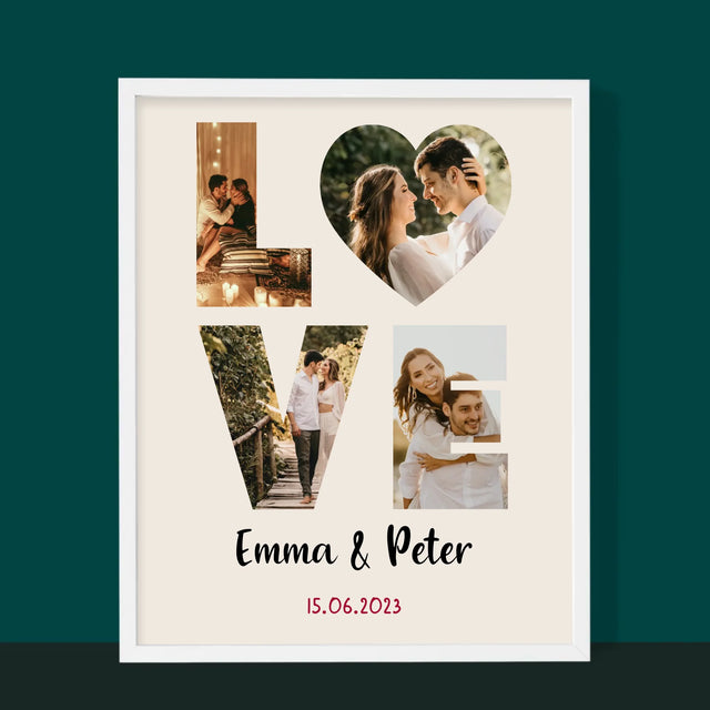 Woord Van Foto'S: Love Met Jouw Foto'S - Afdruk Met Frame 30X40 (Verticaal)