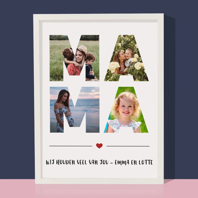 Woord Van Foto'S: Mama - Afdruk Met Frame 30X40 (Verticaal)