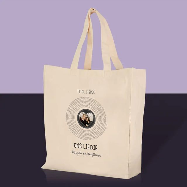Foto En Handtekening: Ons Liedje Met Tekst - Canvas Tas