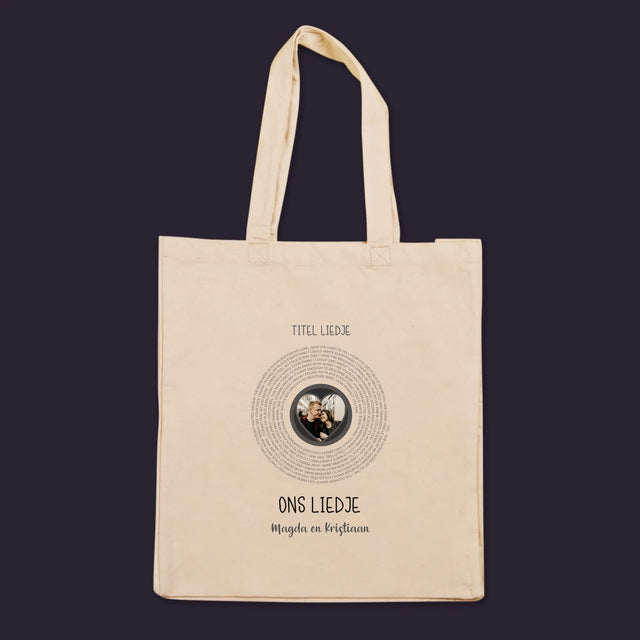 Foto En Handtekening: Ons Liedje Met Tekst - Canvas Tas