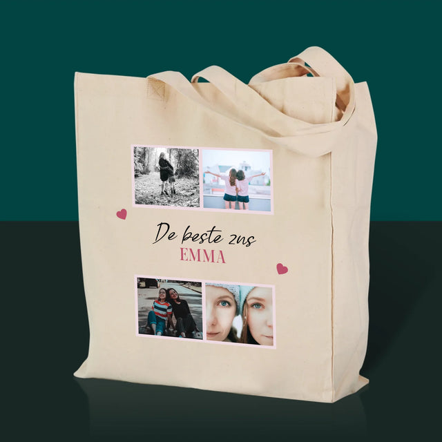 Fotocollage: De Beste Zus - Canvas Tas
