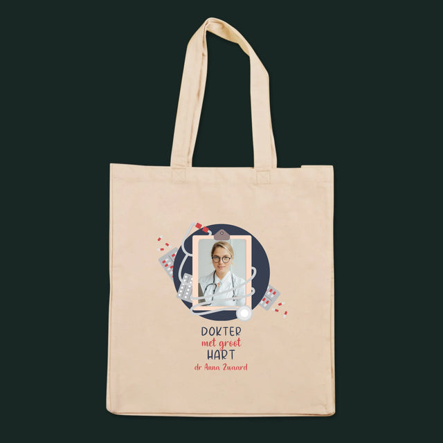 Foto En Handtekening: Dokter Met Groot Hart - Canvas Tas